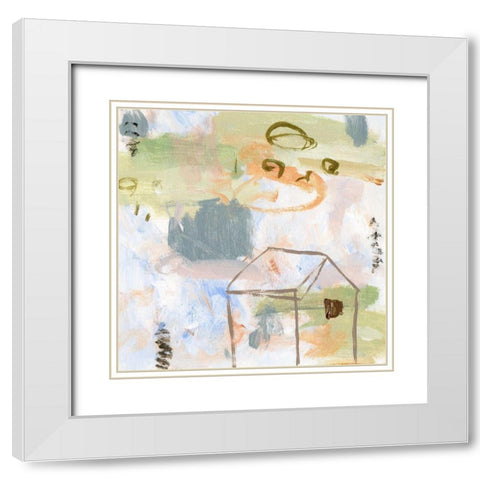 Hopscotch Doodles IV White Modern Wood Framed Art Print with Double Matting by Wang, Melissa