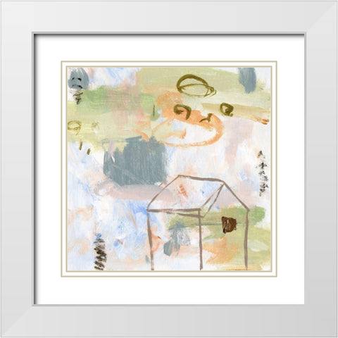 Hopscotch Doodles IV White Modern Wood Framed Art Print with Double Matting by Wang, Melissa