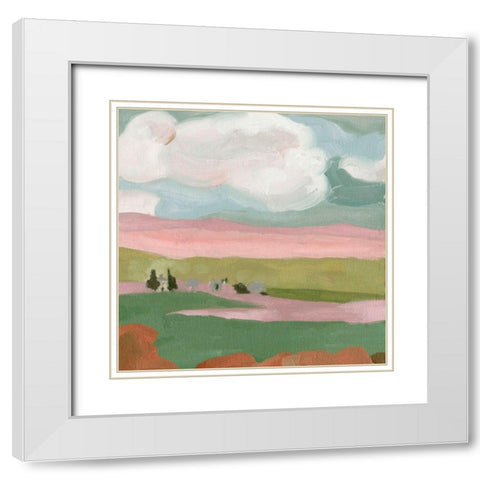 Violet Fields I White Modern Wood Framed Art Print with Double Matting by Wang, Melissa