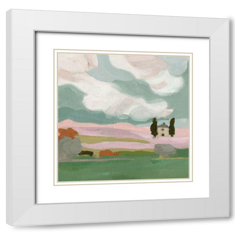 Violet Fields III White Modern Wood Framed Art Print with Double Matting by Wang, Melissa