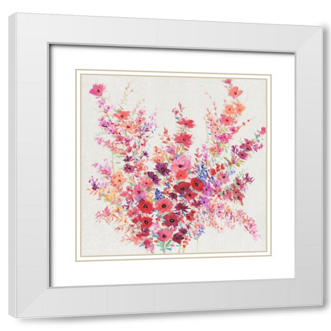 Flowers on a Vine I White Modern Wood Framed Art Print with Double Matting by OToole, Tim