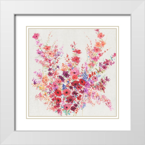 Flowers on a Vine I White Modern Wood Framed Art Print with Double Matting by OToole, Tim