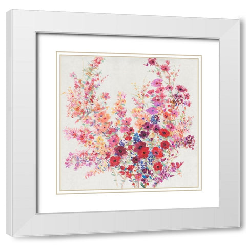 Flowers on a Vine II White Modern Wood Framed Art Print with Double Matting by OToole, Tim