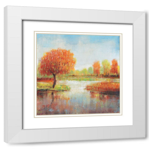 Lake Reflections I White Modern Wood Framed Art Print with Double Matting by OToole, Tim