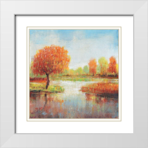 Lake Reflections I White Modern Wood Framed Art Print with Double Matting by OToole, Tim