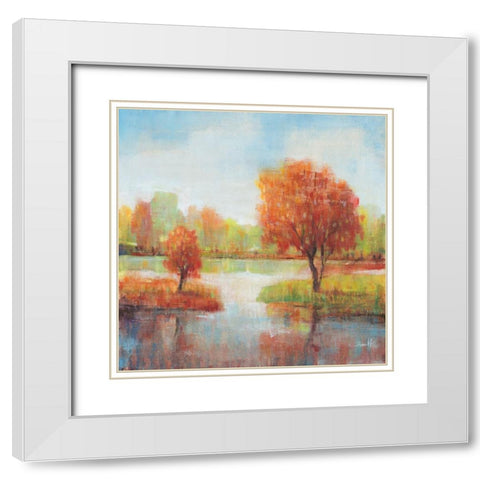 Lake Reflections II White Modern Wood Framed Art Print with Double Matting by OToole, Tim