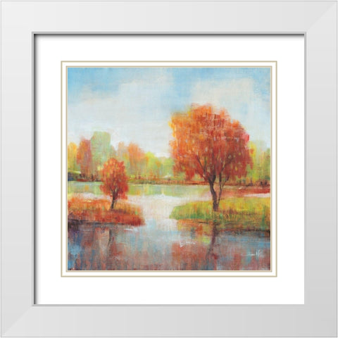 Lake Reflections II White Modern Wood Framed Art Print with Double Matting by OToole, Tim