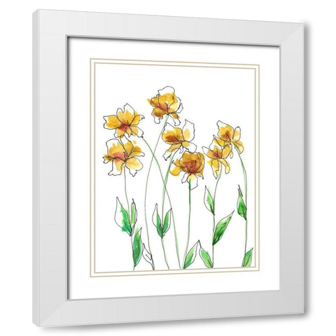 Amber Tulips I White Modern Wood Framed Art Print with Double Matting by Moore, Regina