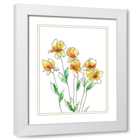 Amber Tulips II White Modern Wood Framed Art Print with Double Matting by Moore, Regina