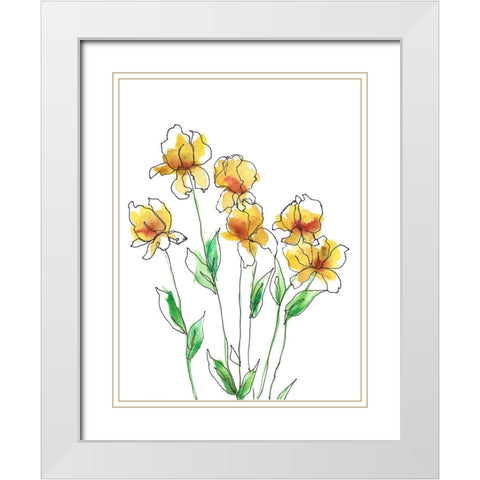 Amber Tulips II White Modern Wood Framed Art Print with Double Matting by Moore, Regina