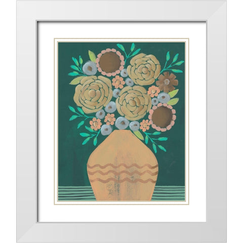 Flower Garden Bouquet II White Modern Wood Framed Art Print with Double Matting by Moore, Regina
