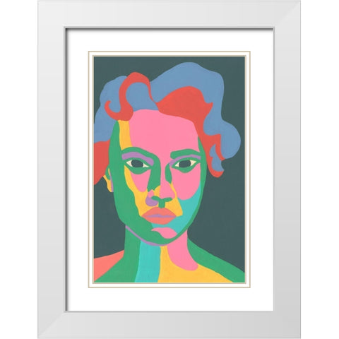 Colorblock Face II White Modern Wood Framed Art Print with Double Matting by Moore, Regina