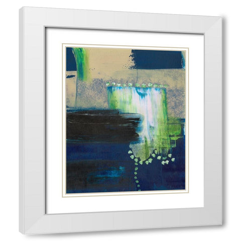 Blue Composite I White Modern Wood Framed Art Print with Double Matting by Moore, Regina