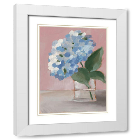 Single Hydrangea I White Modern Wood Framed Art Print with Double Matting by Moore, Regina