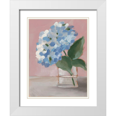Single Hydrangea I White Modern Wood Framed Art Print with Double Matting by Moore, Regina