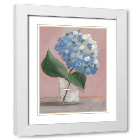 Single Hydrangea II White Modern Wood Framed Art Print with Double Matting by Moore, Regina