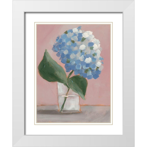 Single Hydrangea II White Modern Wood Framed Art Print with Double Matting by Moore, Regina