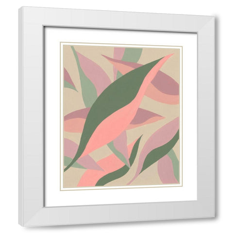 Elongated Leaves I White Modern Wood Framed Art Print with Double Matting by Moore, Regina