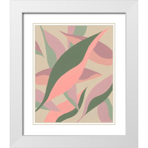 Elongated Leaves I White Modern Wood Framed Art Print with Double Matting by Moore, Regina