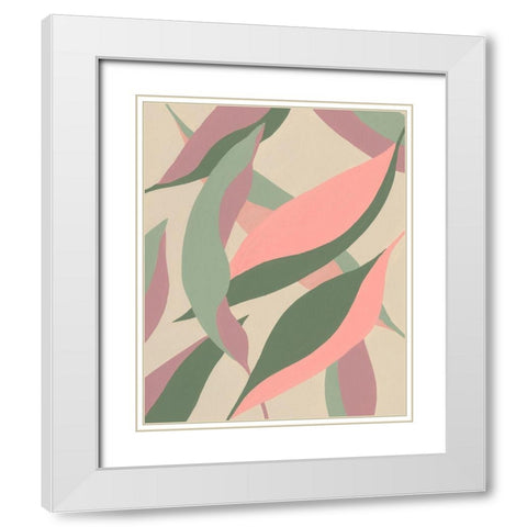 Elongated Leaves II White Modern Wood Framed Art Print with Double Matting by Moore, Regina