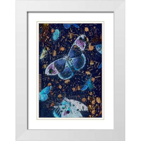 Confetti with Butterflies I White Modern Wood Framed Art Print with Double Matting by Arbel, Lori