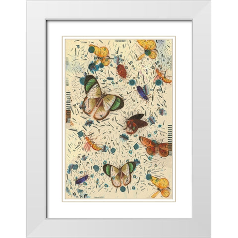 Confetti with Butterflies III White Modern Wood Framed Art Print with Double Matting by Arbel, Lori
