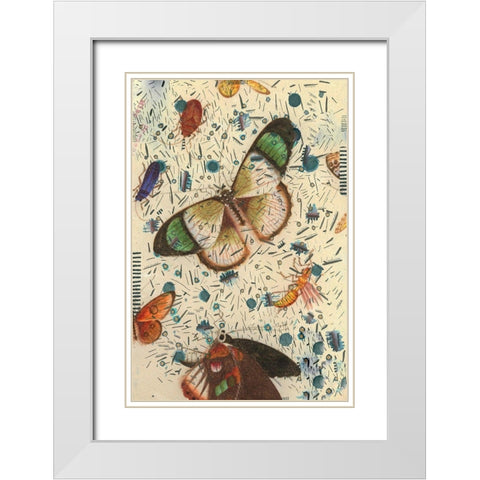 Confetti with Butterflies IV White Modern Wood Framed Art Print with Double Matting by Arbel, Lori