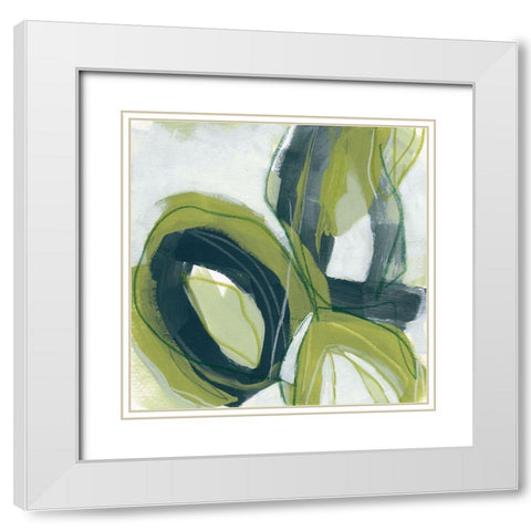 Verdigris Motion I White Modern Wood Framed Art Print with Double Matting by Vess, June Erica
