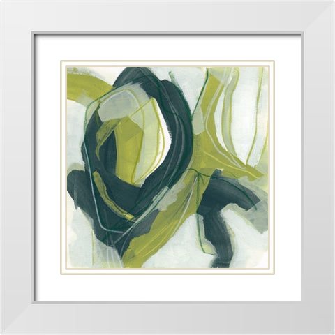 Verdigris Motion IV White Modern Wood Framed Art Print with Double Matting by Vess, June Erica