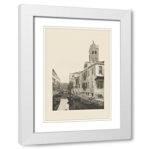 Vintage Views of Venice VII White Modern Wood Framed Art Print with Double Matting by Ongania, Ferdinand