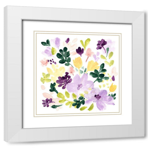 Lavender Meadow I White Modern Wood Framed Art Print with Double Matting by Vess, June Erica