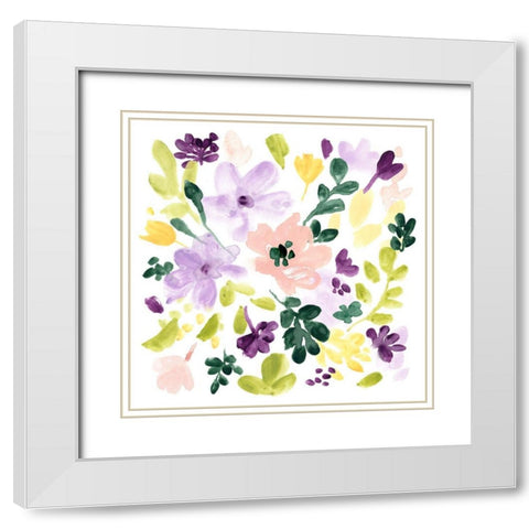 Lavender Meadow II White Modern Wood Framed Art Print with Double Matting by Vess, June Erica