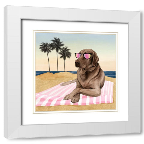 Sun Lovin Pups I White Modern Wood Framed Art Print with Double Matting by Popp, Grace