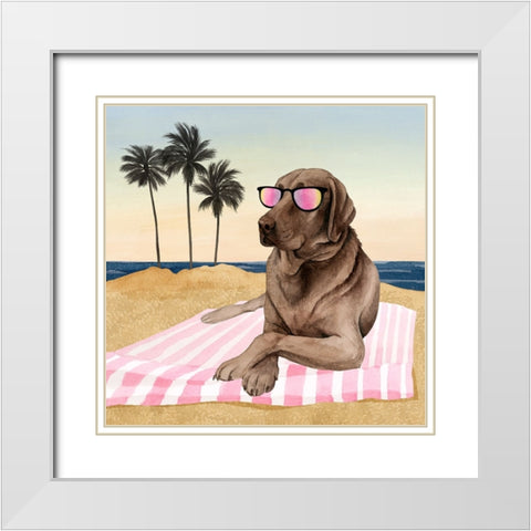 Sun Lovin Pups I White Modern Wood Framed Art Print with Double Matting by Popp, Grace