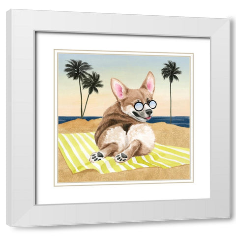 Sun Lovin Pups II White Modern Wood Framed Art Print with Double Matting by Popp, Grace