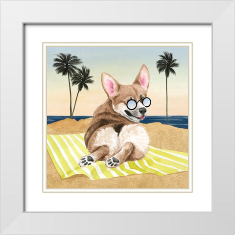 Sun Lovin Pups II White Modern Wood Framed Art Print with Double Matting by Popp, Grace