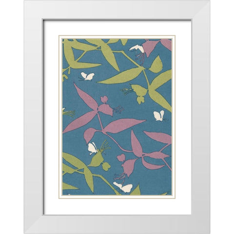 Japanese Floral Design III White Modern Wood Framed Art Print with Double Matting by Furuya, Korin