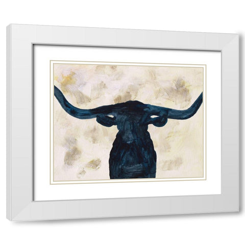 Blue Shadow I White Modern Wood Framed Art Print with Double Matting by Wang, Melissa