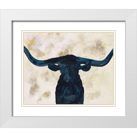 Blue Shadow I White Modern Wood Framed Art Print with Double Matting by Wang, Melissa