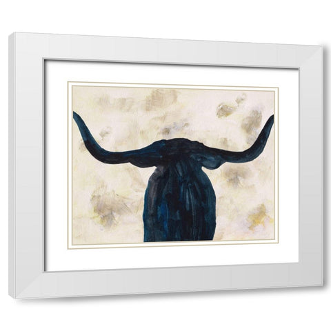 Blue Shadow II White Modern Wood Framed Art Print with Double Matting by Wang, Melissa