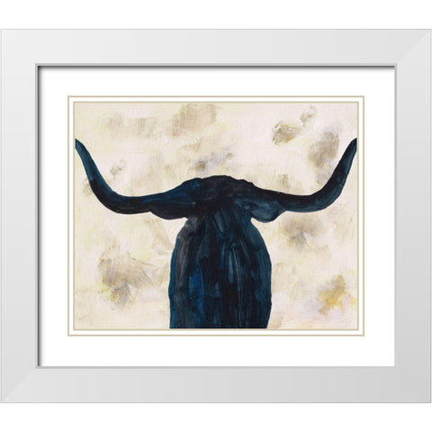 Blue Shadow II White Modern Wood Framed Art Print with Double Matting by Wang, Melissa