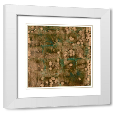 Oxidized Copper Leaf White Modern Wood Framed Art Print with Double Matting by Vision Studio