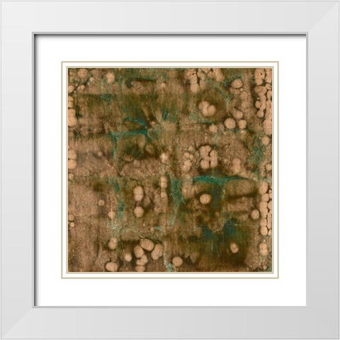 Oxidized Copper Leaf White Modern Wood Framed Art Print with Double Matting by Vision Studio