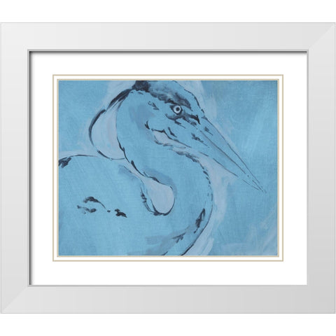 James River Heron I White Modern Wood Framed Art Print with Double Matting by Green, Jacob