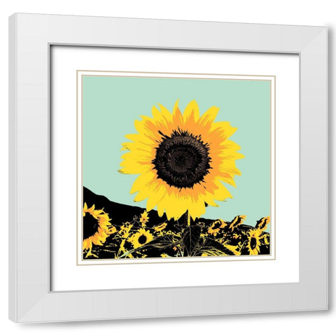 Pop Art Sunflower I White Modern Wood Framed Art Print with Double Matting by Green, Jacob