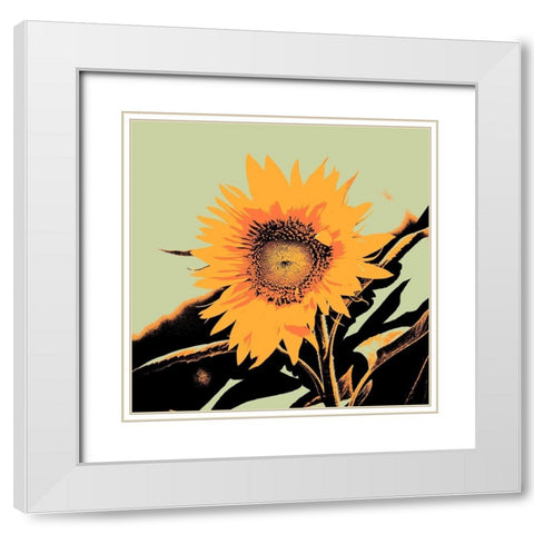 Pop Art Sunflower II White Modern Wood Framed Art Print with Double Matting by Green, Jacob