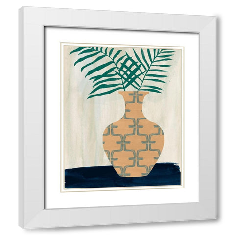 Palm Branches I White Modern Wood Framed Art Print with Double Matting by Wang, Melissa