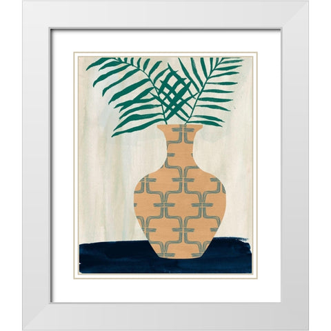 Palm Branches I White Modern Wood Framed Art Print with Double Matting by Wang, Melissa