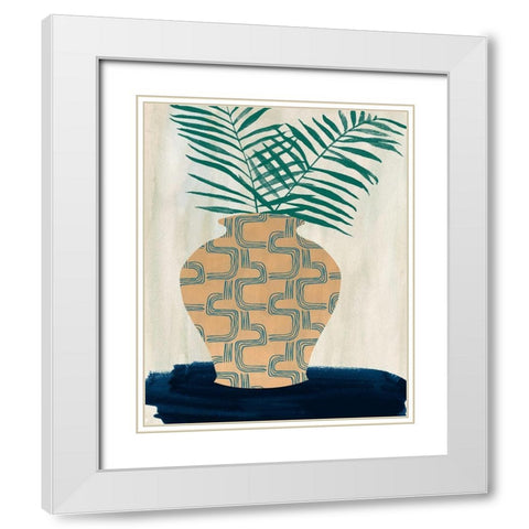 Palm Branches II White Modern Wood Framed Art Print with Double Matting by Wang, Melissa