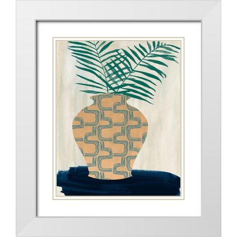 Palm Branches II White Modern Wood Framed Art Print with Double Matting by Wang, Melissa